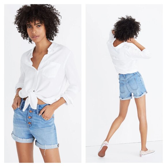 MADEWELL 26 Poppins Wash High-Rise Denim Shorts: Button-Front Edition - Picture 1 of 7